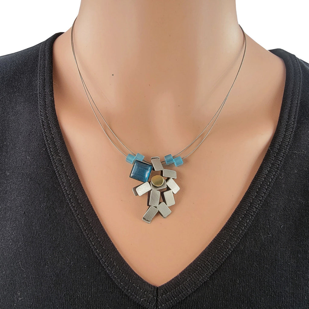 Christophe Poly Aqua Square Necklace