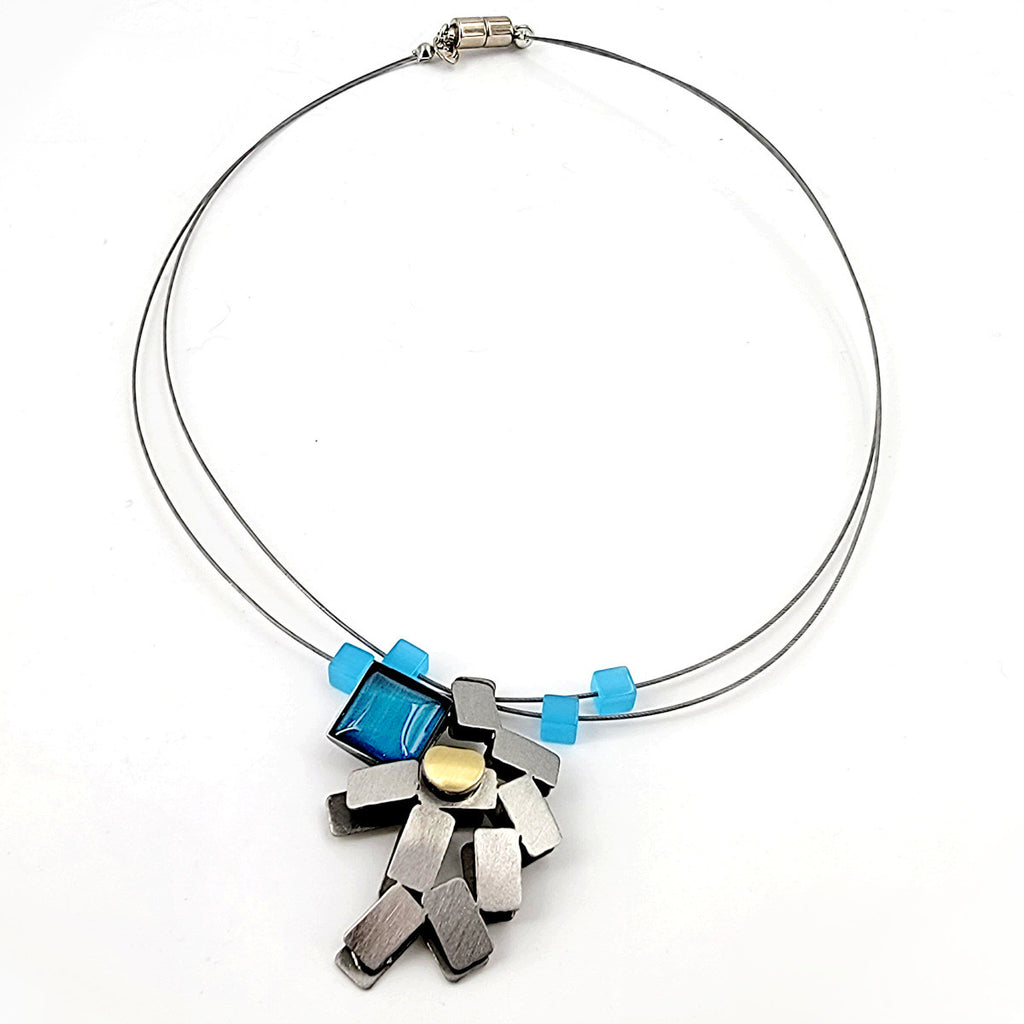 Christophe Poly Aqua Square Necklace