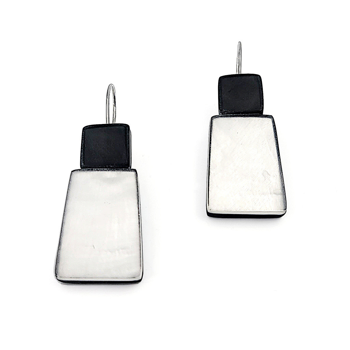 Two Tone Earrings - Charcoal and White