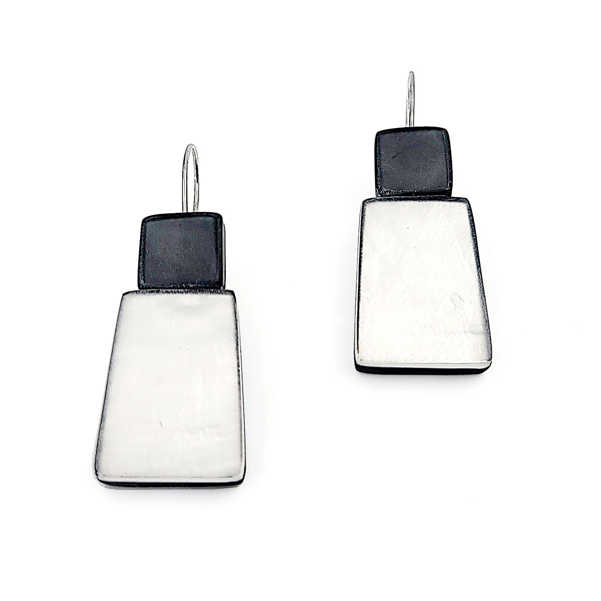 Two Tone Earrings - Charcoal and White