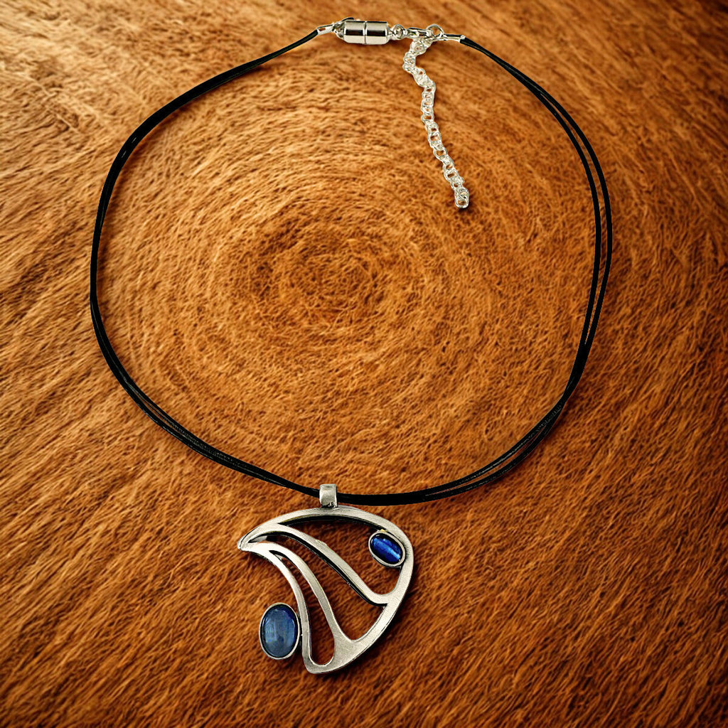 Christophe Poly Leather Cord Necklace - Blue Wave