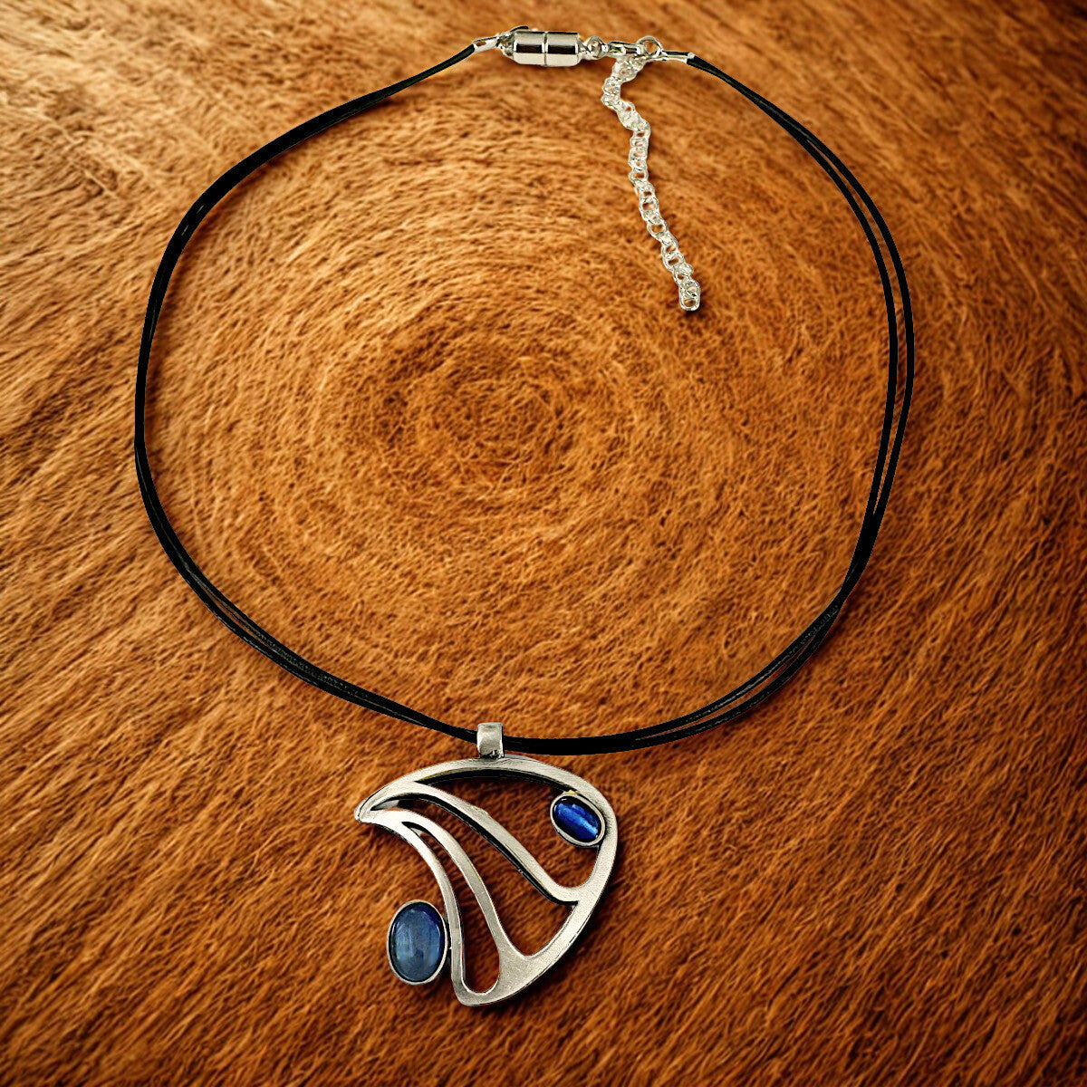 Christophe Poly Leather Cord Necklace - Blue Wave