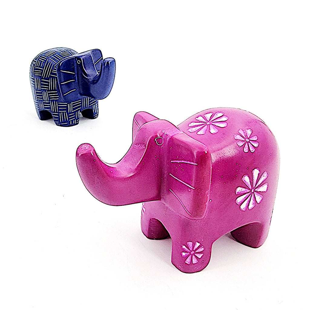 Colored Soapstone Elephants