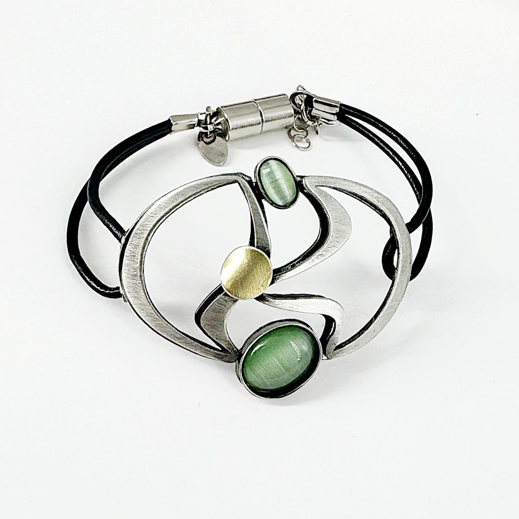 Christophe Poly Light-Green Leather Bracelet