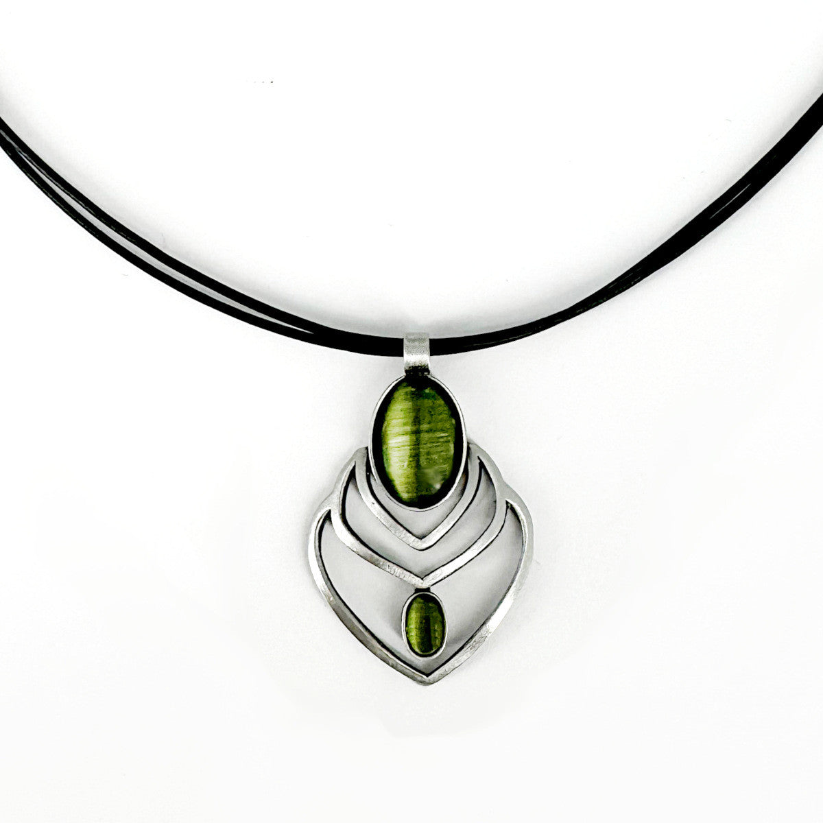 Christophe Poly Leather Cord Necklace - Green Leaf