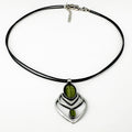 Christophe Poly Leather Cord Necklace - Green Leaf