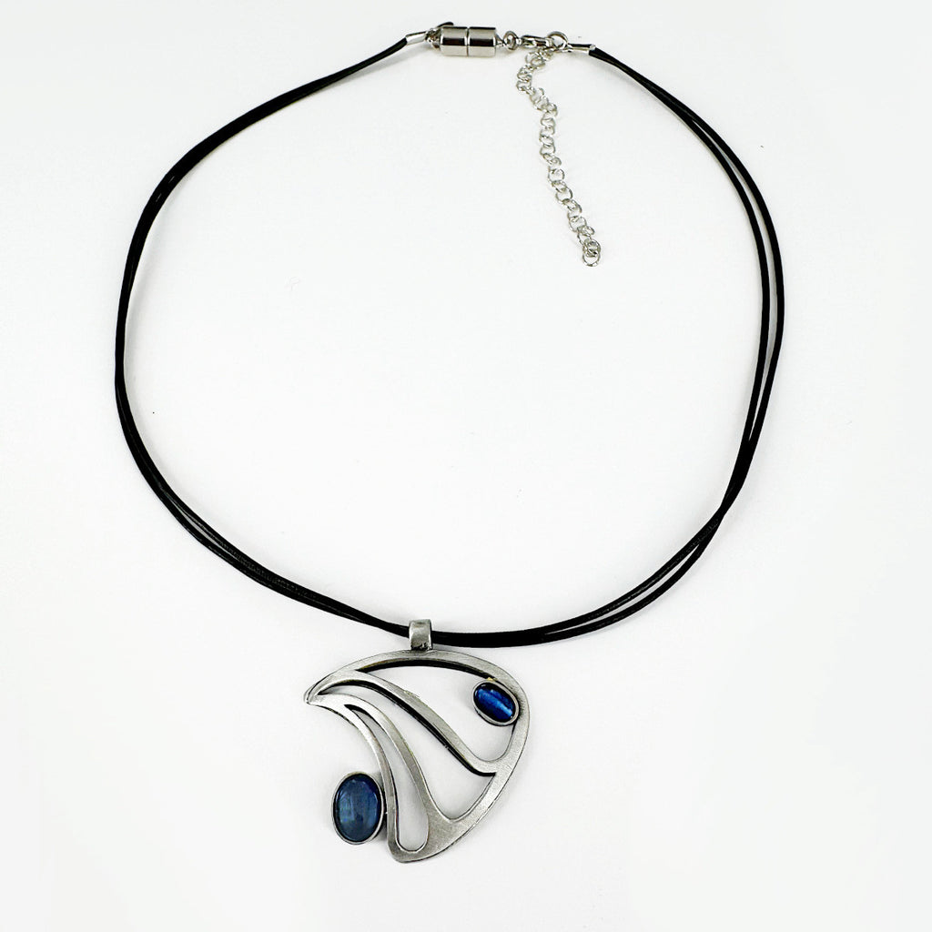 Christophe Poly Leather Cord Necklace - Blue Wave