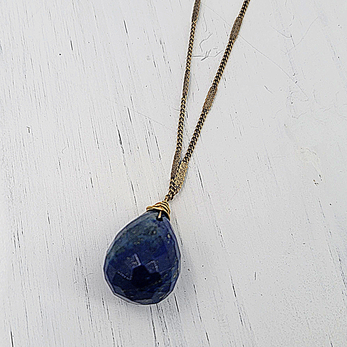 Zara Drop Necklace - Lapis Gemstone
