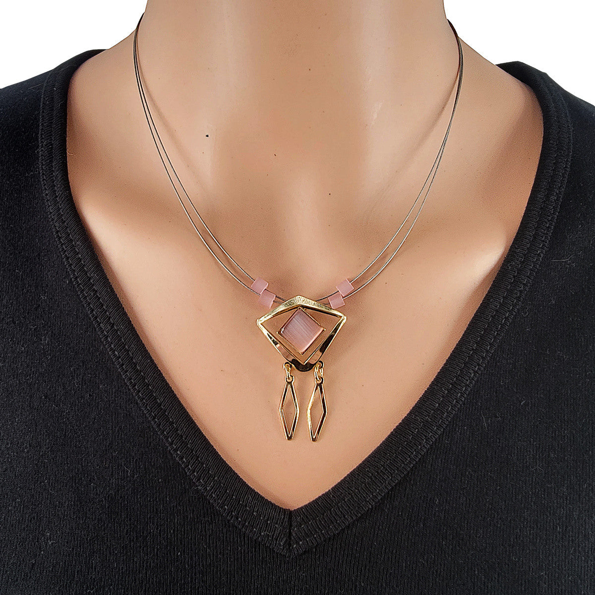 Christophe Poly Pink Square Necklace