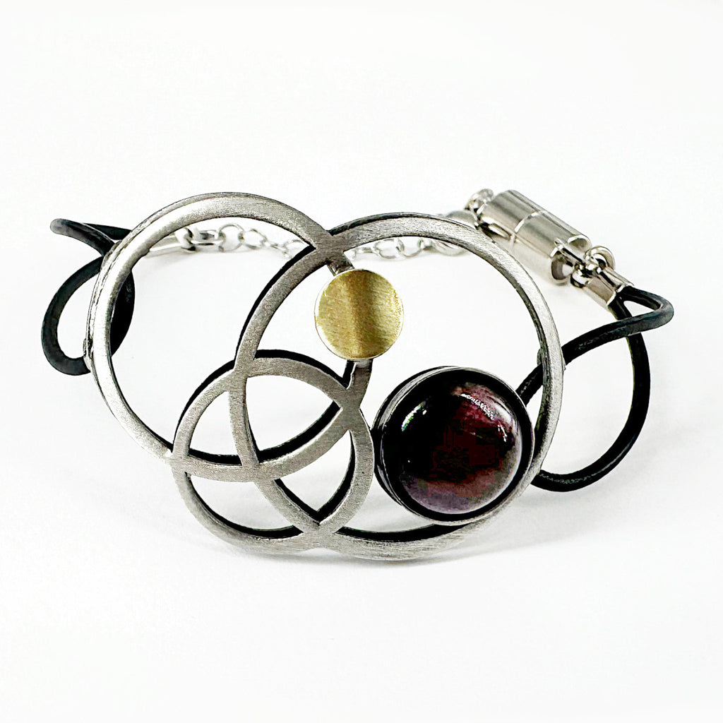 Christophe Poly Purple Circle Leather Bracelet
