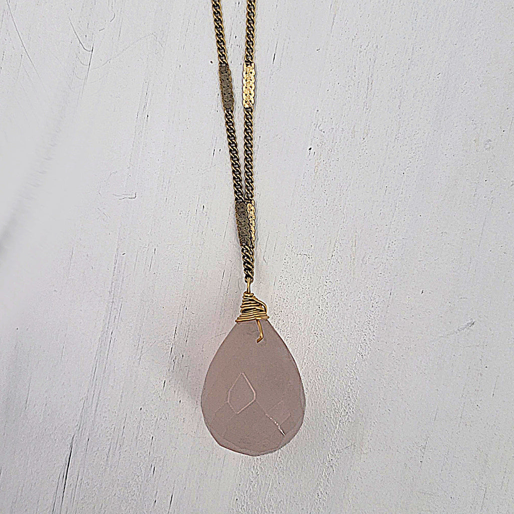Zara Drop Necklace - Rose Quartz Gemstone