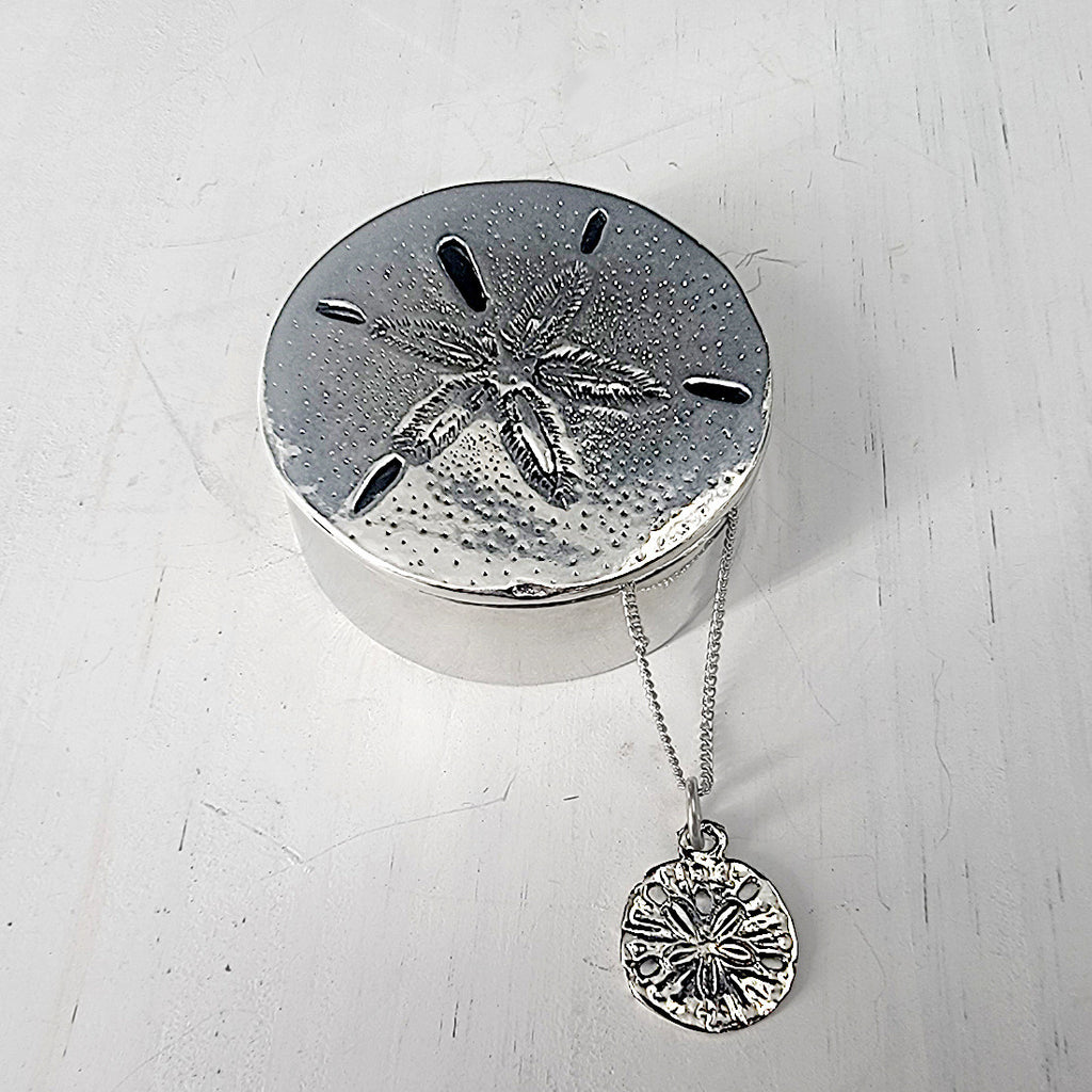 Sand Dollar Wish Box with Sand Dollar Necklace