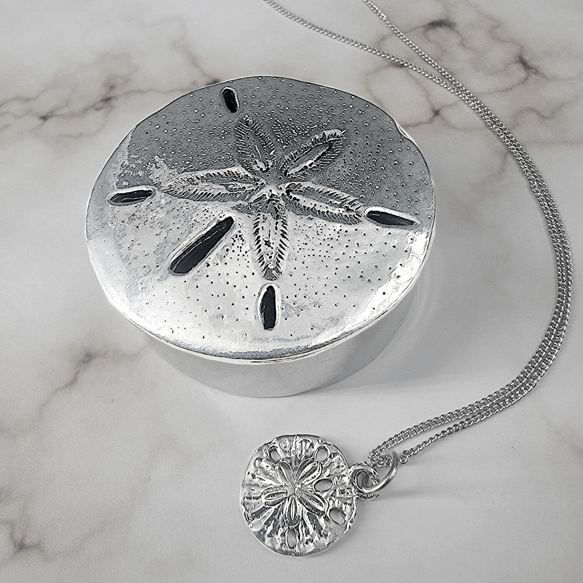 Sand Dollar Wish Box with Sand Dollar Necklace