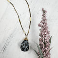Zara Drop Necklace - Snowflake Obisidian Gemstone