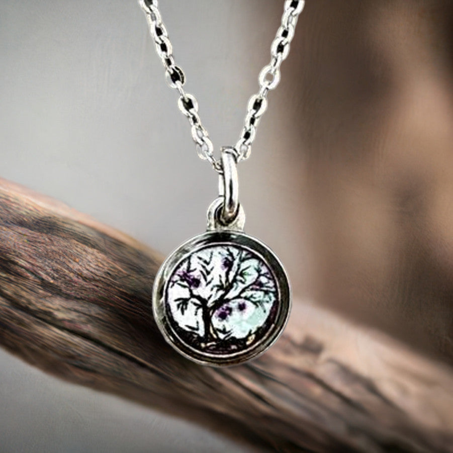 Spirit Lala Reversible Necklace- Tree of Life in Purple