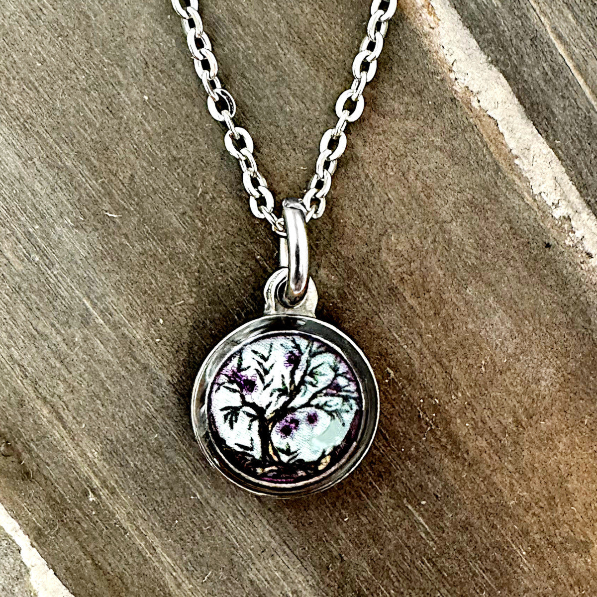 Spirit Lala Reversible Necklace- Tree of Life in Purple