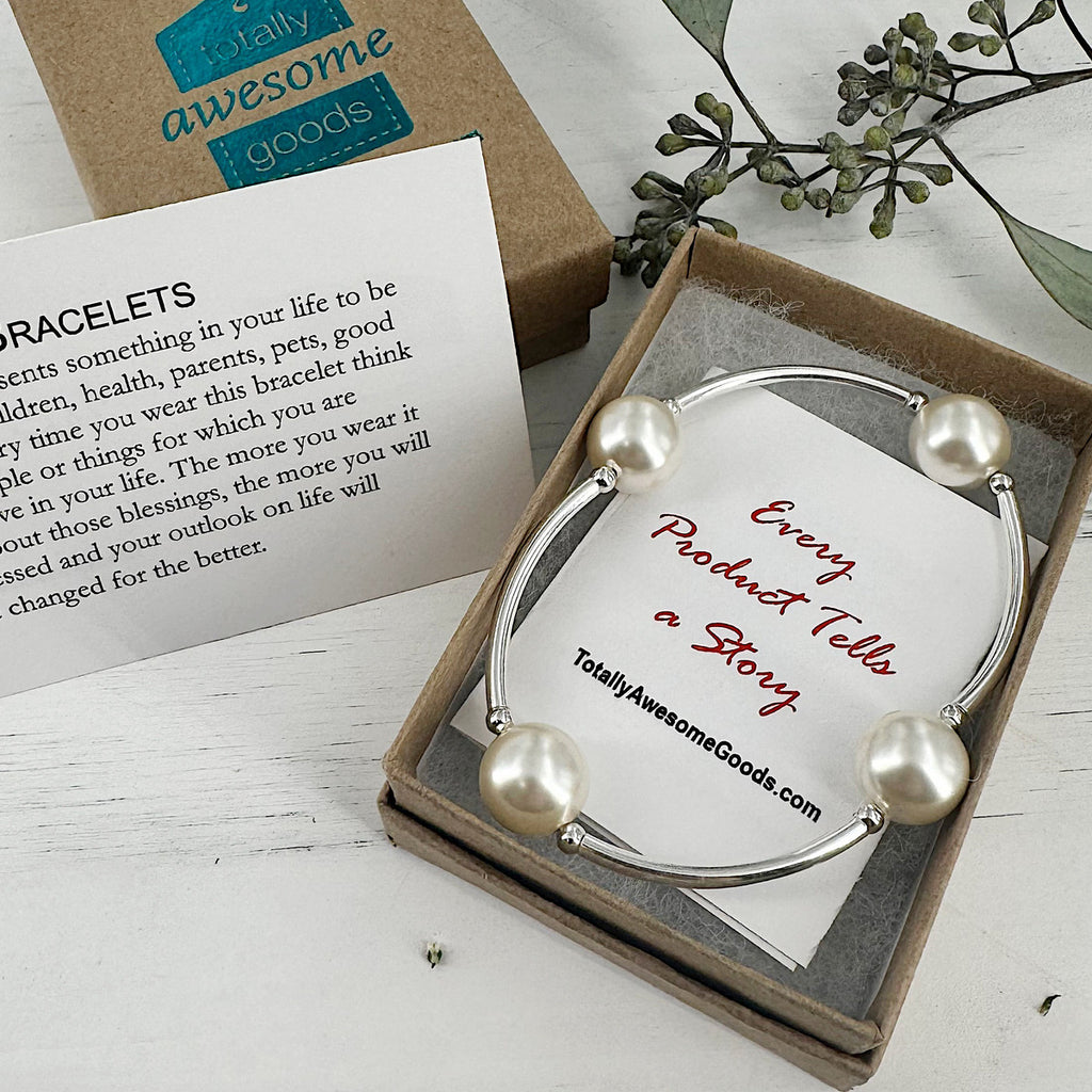 Blessing Bracelet - White Crystal Pearl