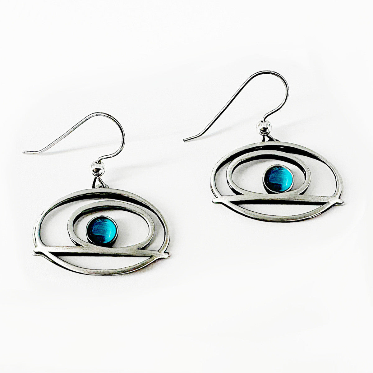 Christophe Poly Hook Earrings - Aqua Ovals