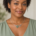 African American model wearing the Olive Branch Necklace