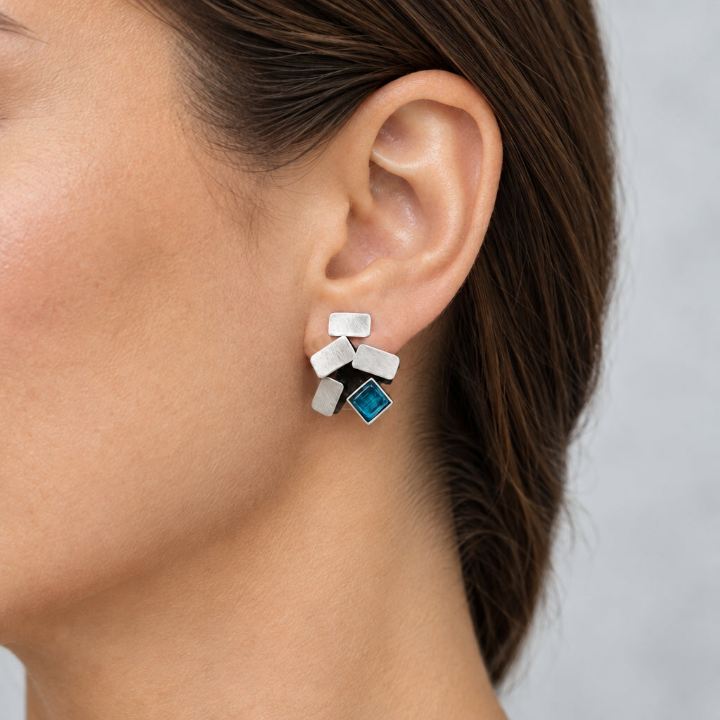 Christophe Poly Aqua Square Earrings