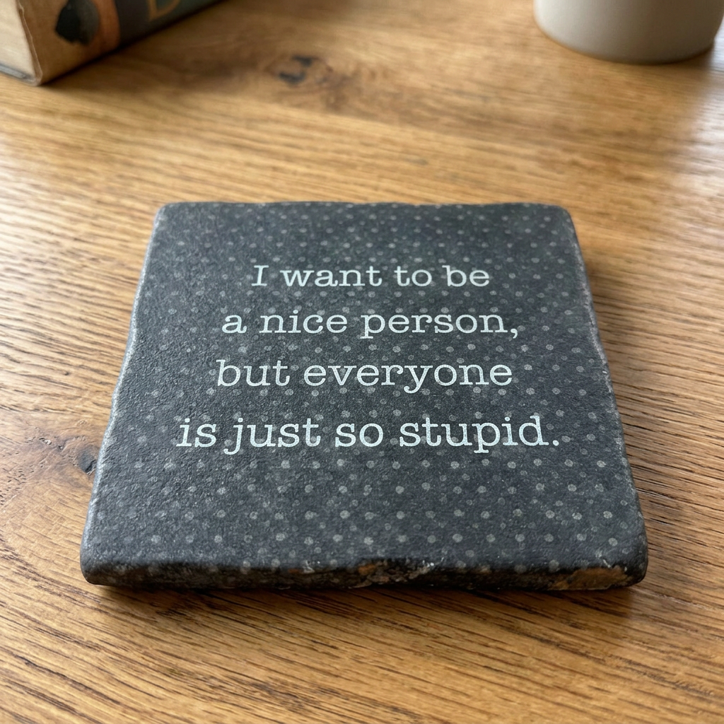 Closer square crop of the coaster on the coffee table