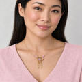 Pink Square Necklace portrait with sharper pendant detail