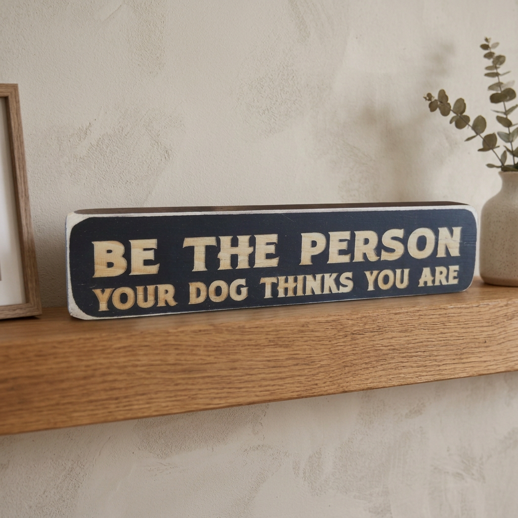 Tighter square framing of the sign on the fireplace mantel