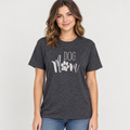 Woman wearing Dog Mom T-shirt