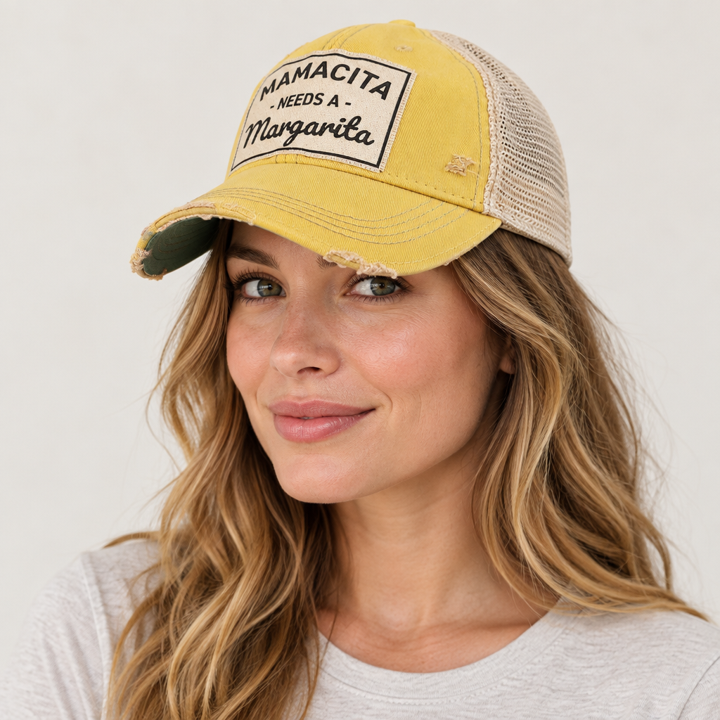 Woman wearing Mamacita cap