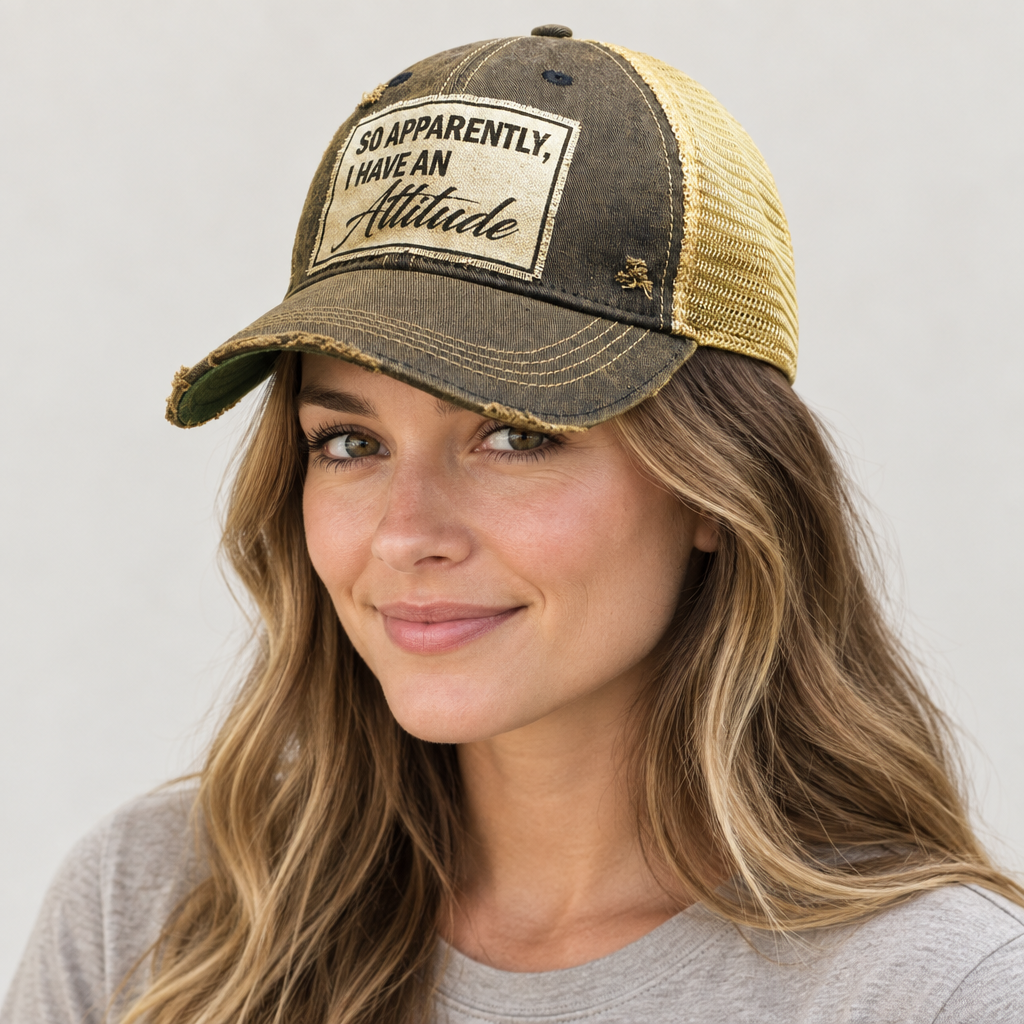 Woman wearing So Apparently cap