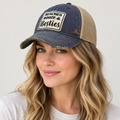 Woman wearing the Beaches Booze and Besties cap
